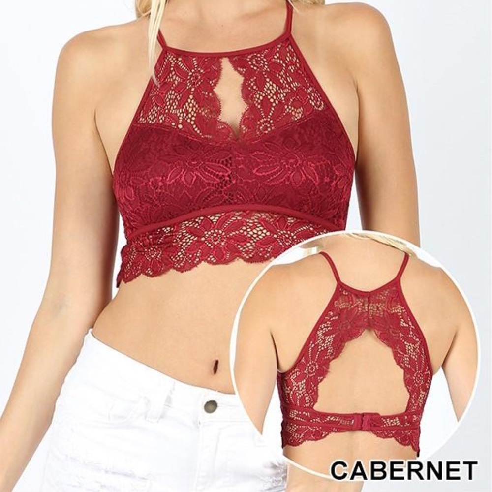 STRETCH LACE BRALETTE LINED CUPS pull on seamless new 🆕 red wine lightweight
